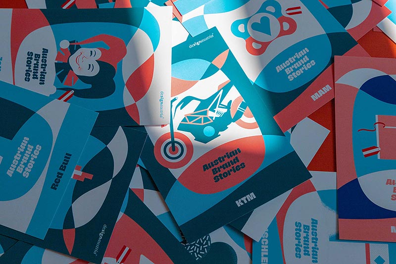 Postkarten zur Ausstellung Austrian Brand Stories von Christian Thomas · Branding Agentur Wien